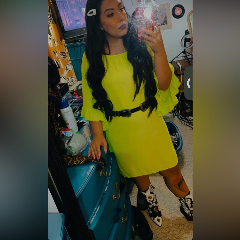 Neon ruffle dress